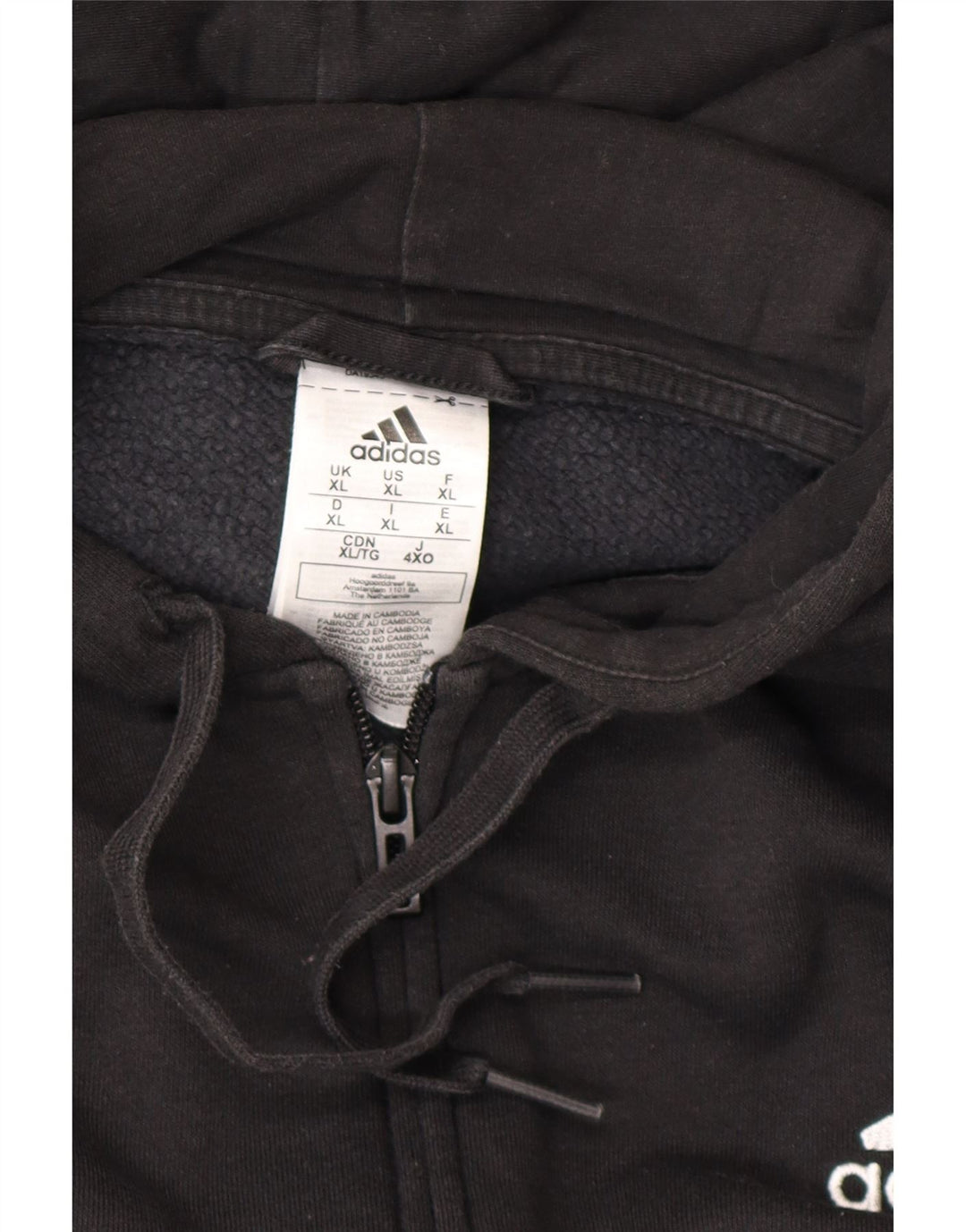 ADIDAS Pull à capuche zippé pour homme XL en coton noir