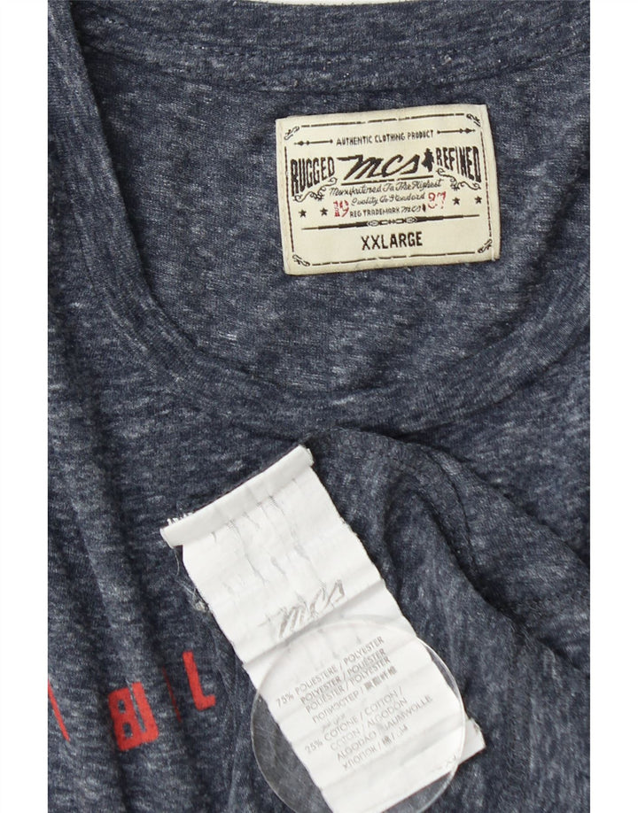 Marlboro Classics T-Shirt Graphique Homme Top 2XL Bleu Marine Moucheté Polyester