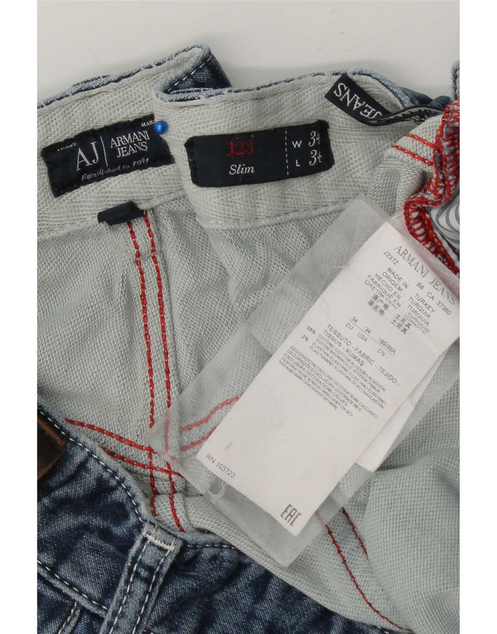 Armani Jeans Slim en détresse pour hommes W34 L34 coton bleu