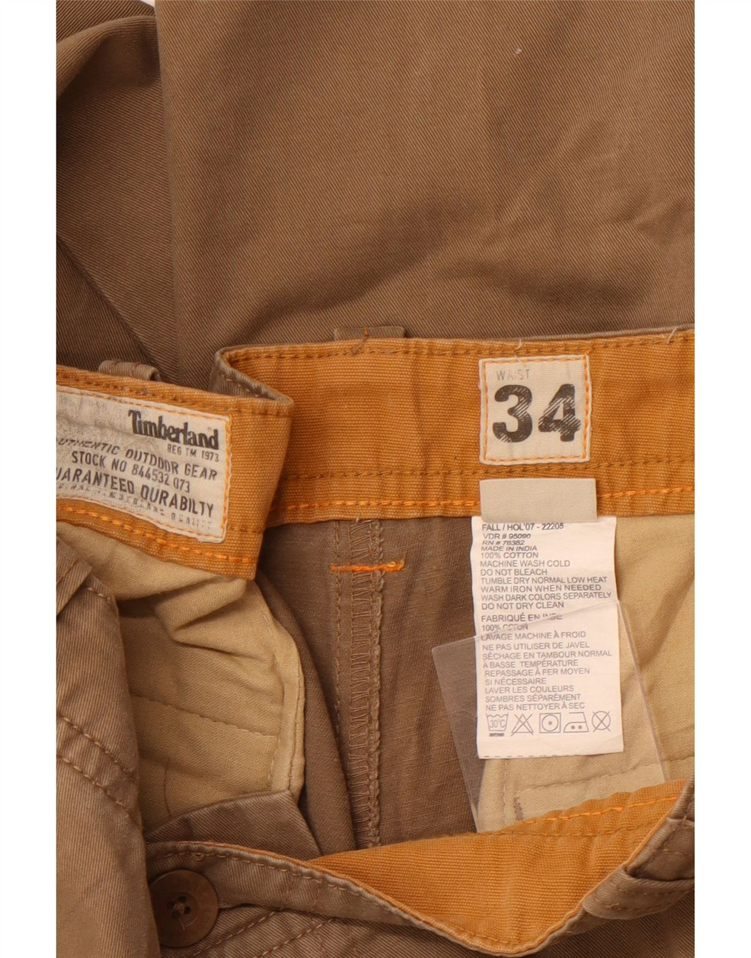 TIMBERLAND Pantalon Cargo Droit Homme W34 L32 Coton Beige