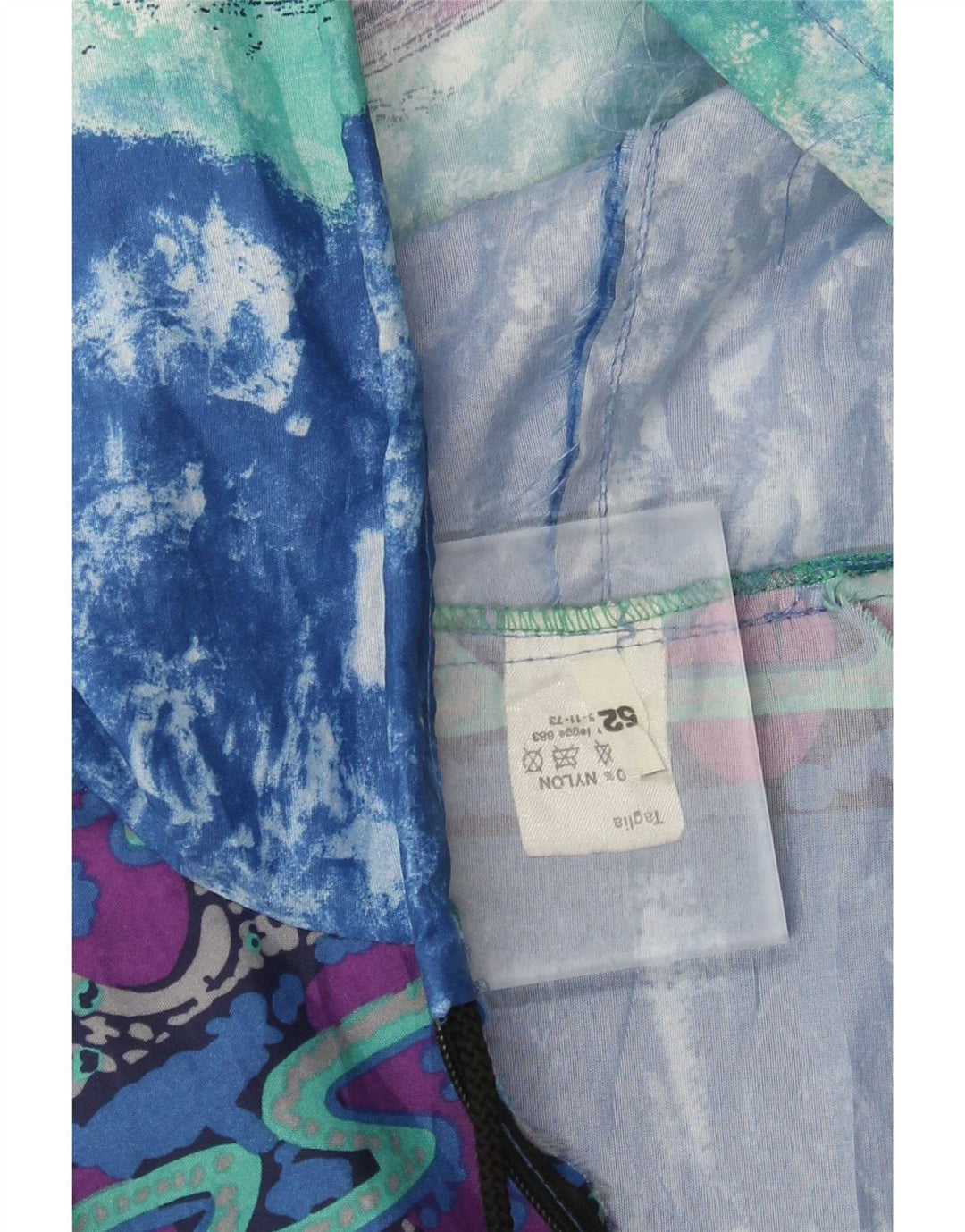 Veste de pluie à capuche à motif abstrait pour homme vintage IT 52 XL multicolore