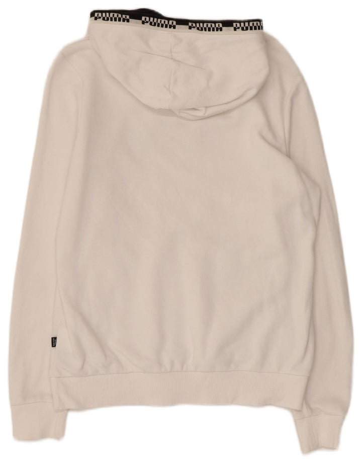 PUMA Pull à capuche graphique pour femme UK 14 Coton blanc moyen