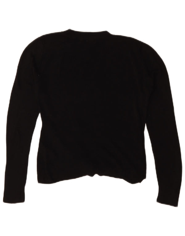 Topshop Femme Crop Oversize Top Manches Longues UK 10 Small Noir Viscose