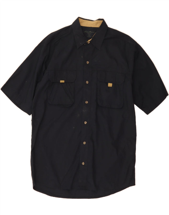 EDDIE BAUER Mens Short Sleeve Shirt Medium Black Cotton Vintage Eddie Bauer and Second-Hand Eddie Bauer from Messina Hembry 