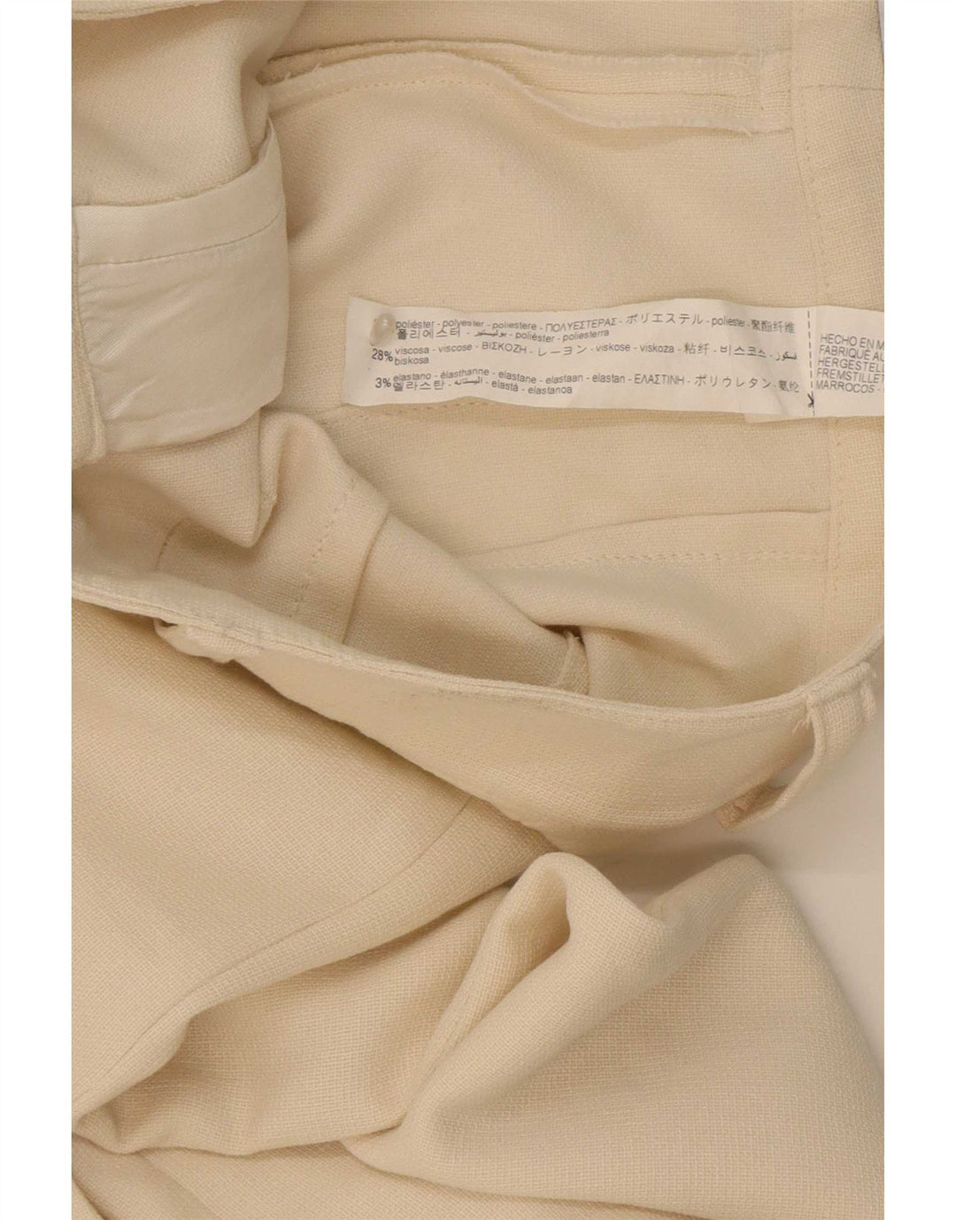 Pantalon décontracté droit femme Zara Medium W32 L33 Polyester blanc cassé