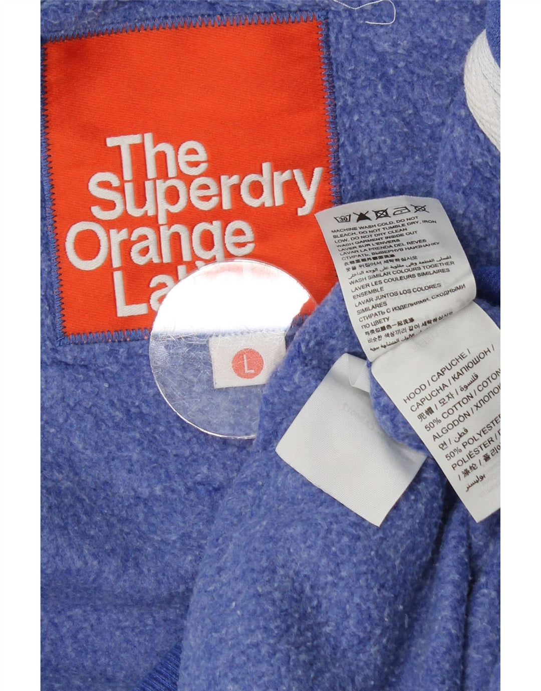 SUPERDRY Pull à capuche zippé pour femme UK 16 Large Bleu Coton