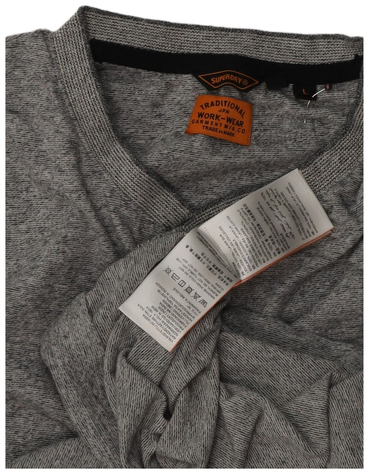 SUPERDRY T-Shirt Homme Top Large Gris Moucheté Coton