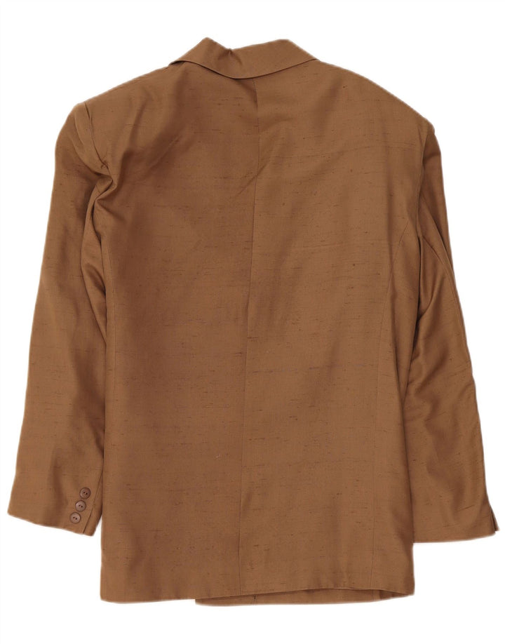 Jaeger Veste Blazer 1 Bouton Femme UK 16 Grande Soie Mouchetée Beige