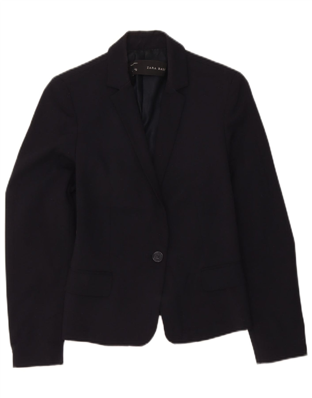 Zara Veste Blazer 1 Bouton Femme UK 12 Bleu Marine Moyen Polyester