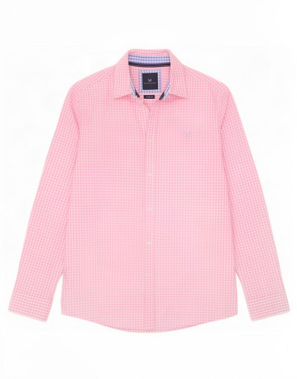 Crew Clothing Chemise coupe classique pour homme en coton vichy rose moyen