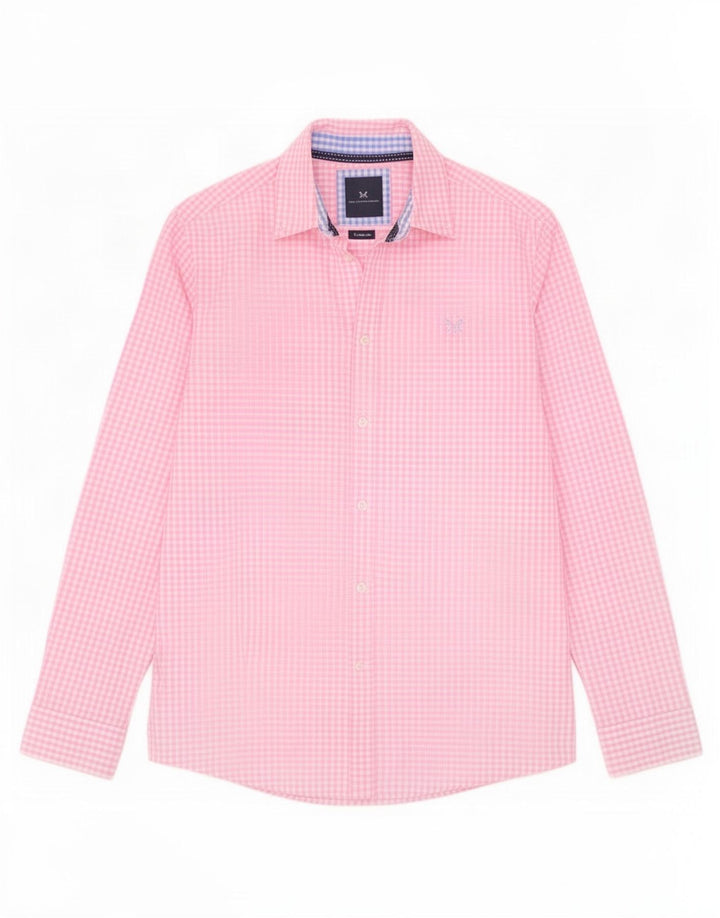 Crew Clothing Chemise coupe classique pour homme en coton vichy rose moyen