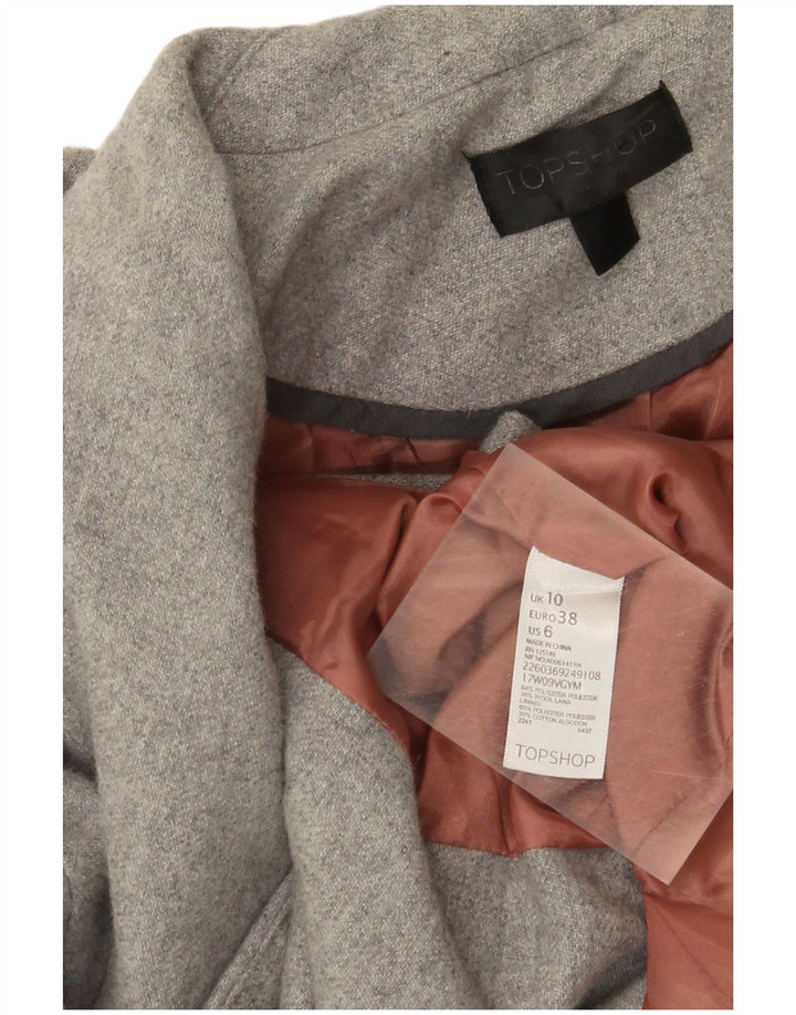 Topshop Veste Blazer Femme UK 10 Petit Gris Polyester