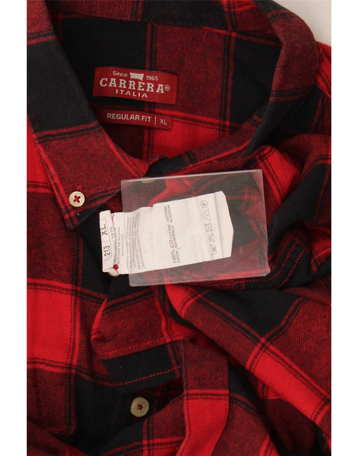 Carrera Homme Coupe Regular Chemise Flanelle XL Rouge Vichy Coton