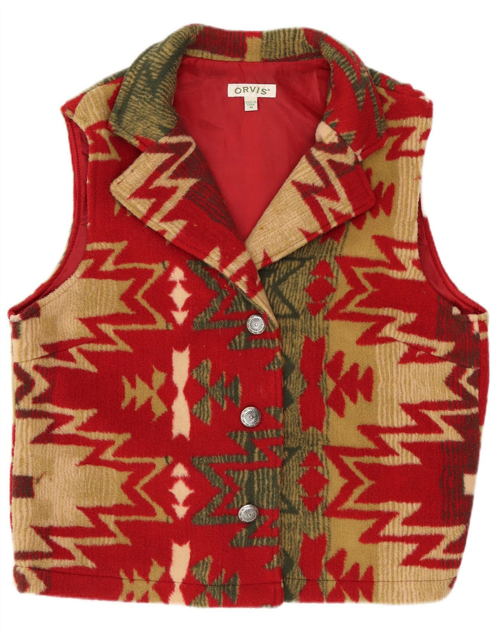 Orvis Gilet Femme UK 14 Moyen Rouge Géométrique