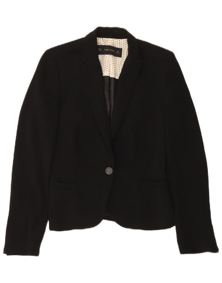 Zara Veste blazer à 1 bouton pour femme UK 6 XS Noir