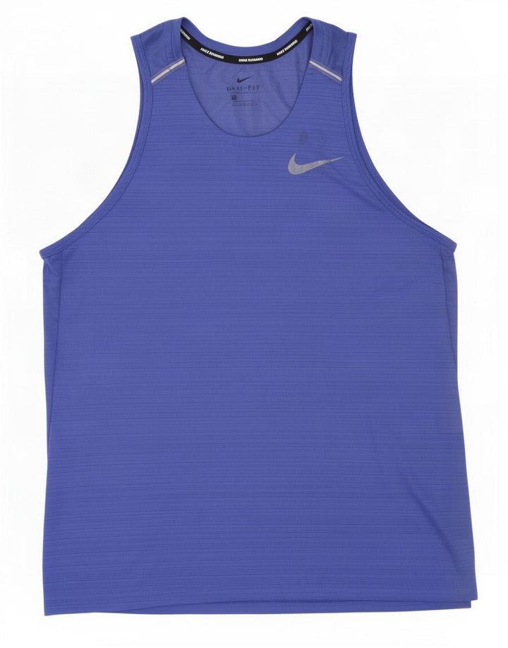 Nike Hommes Dri Fit Débardeur Large Bleu Rayures Polyester