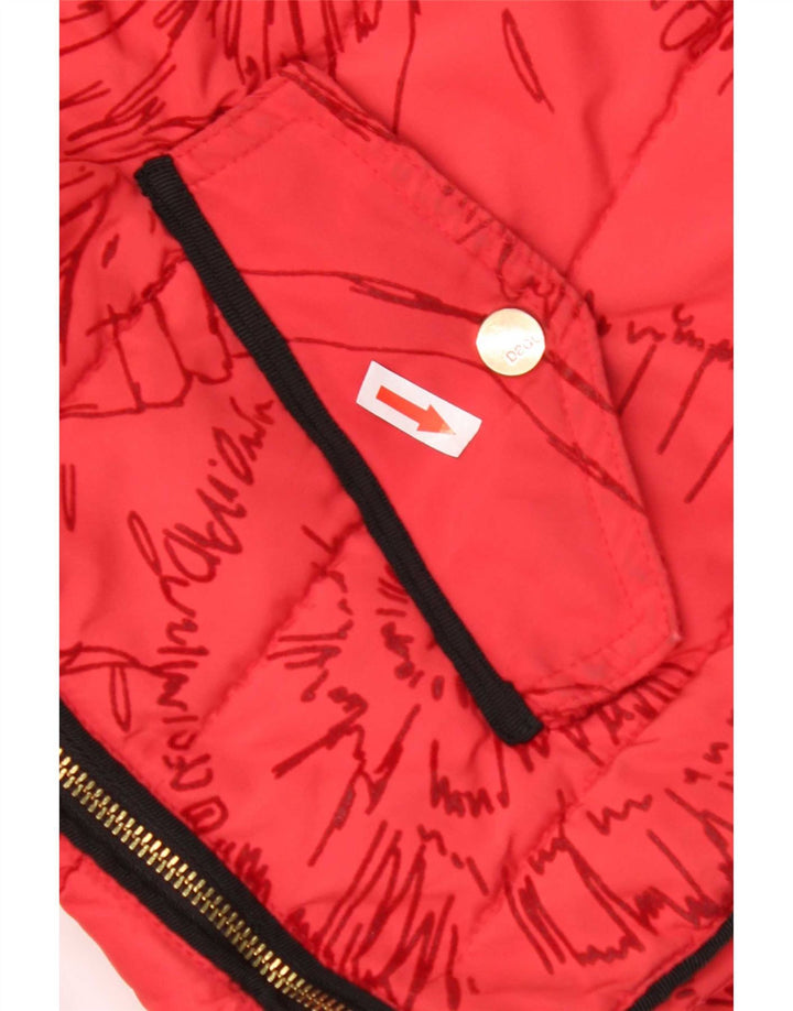 Desigual Veste matelassée à capuche pour femme EU 44 XL Rouge Floral Polyester