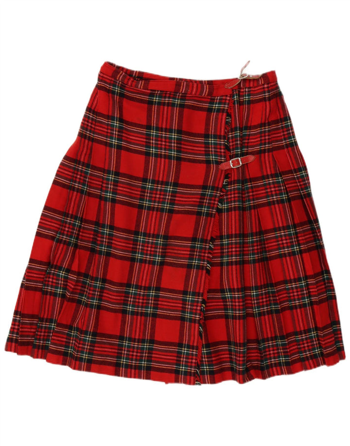 jupe portefeuille plissée femme vintage W32 Grand chèque rouge