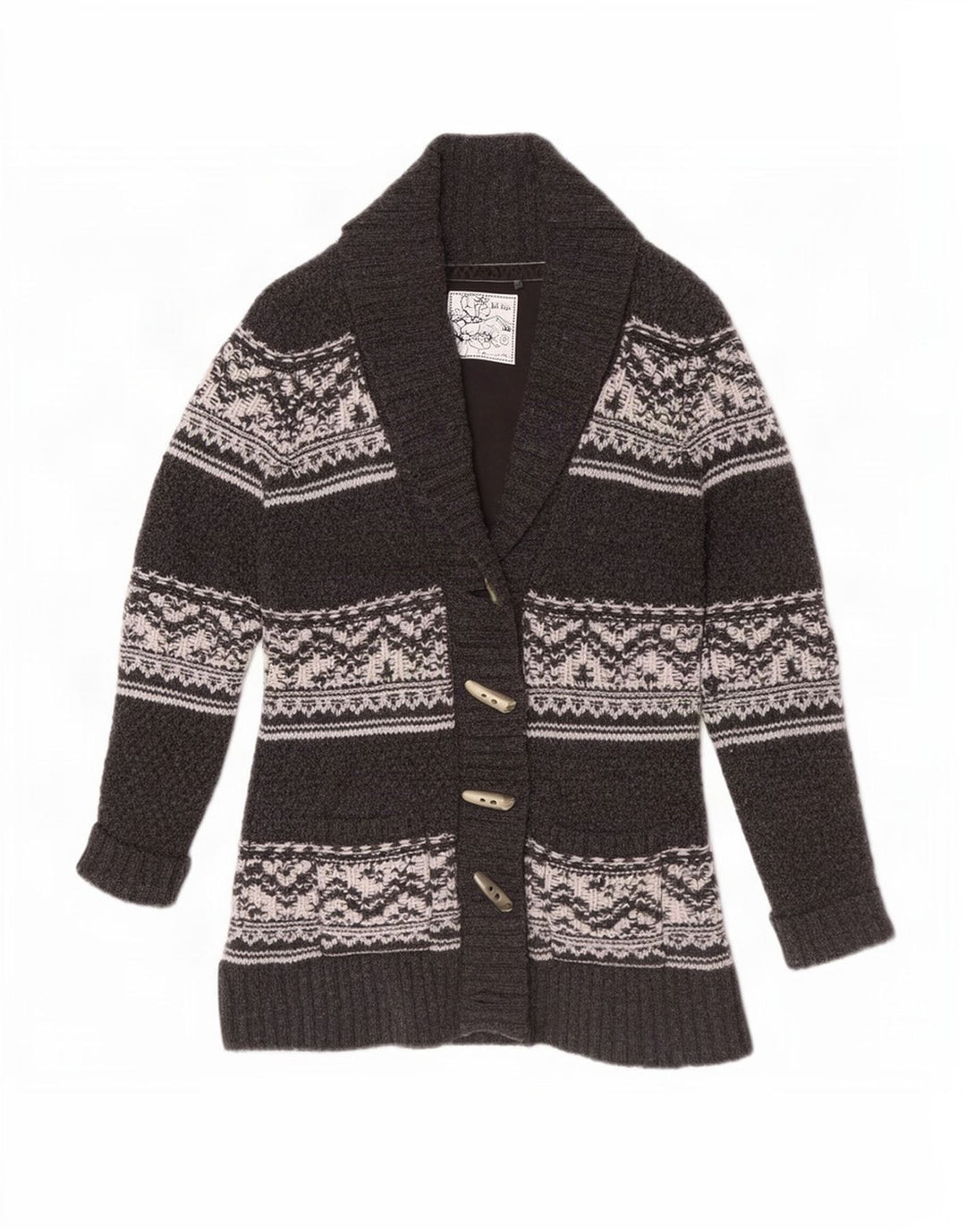 Fat Face Cardigan pour femme en laine d'agneau Gris moyen Fair Isle
