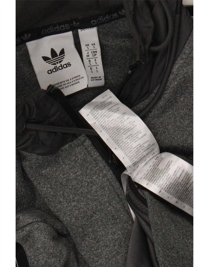 Adidas Pull à capuche zippé graphique pour homme Petit polyester color block gris
