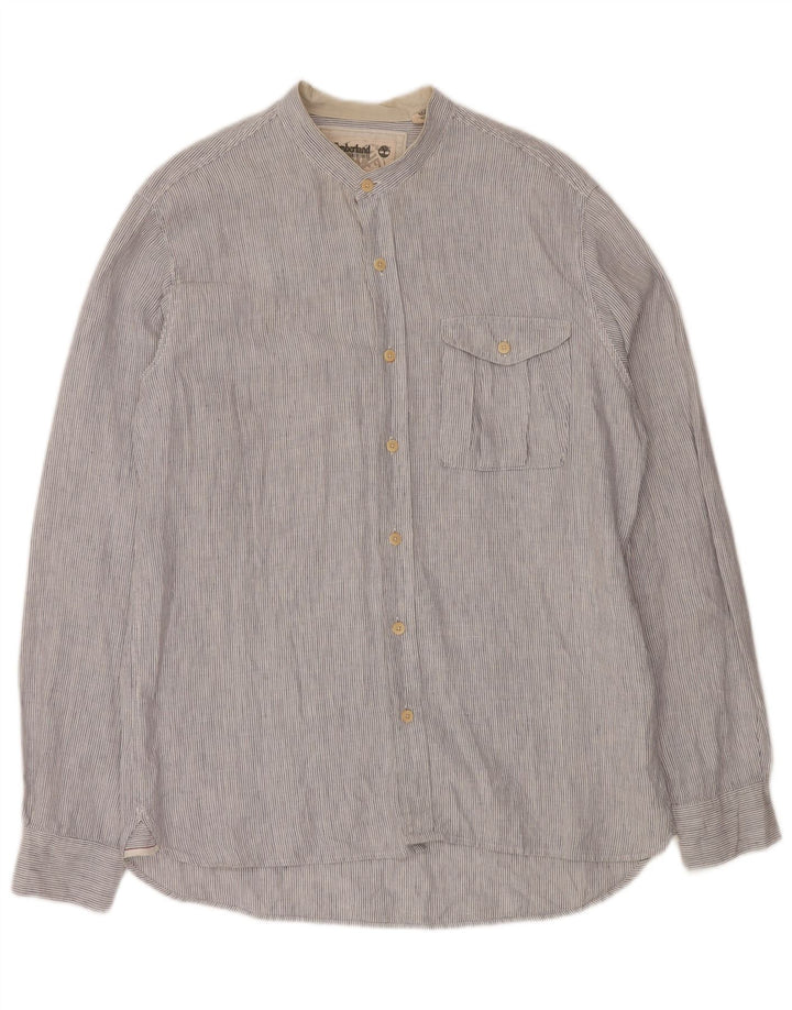 TIMBERLAND Chemise Regular Fit Homme Lin à Rayures Bleues Larges