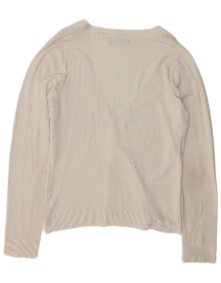 Zara Womens Cardigan Sweater UK 16 Grande Rayonne Blanche