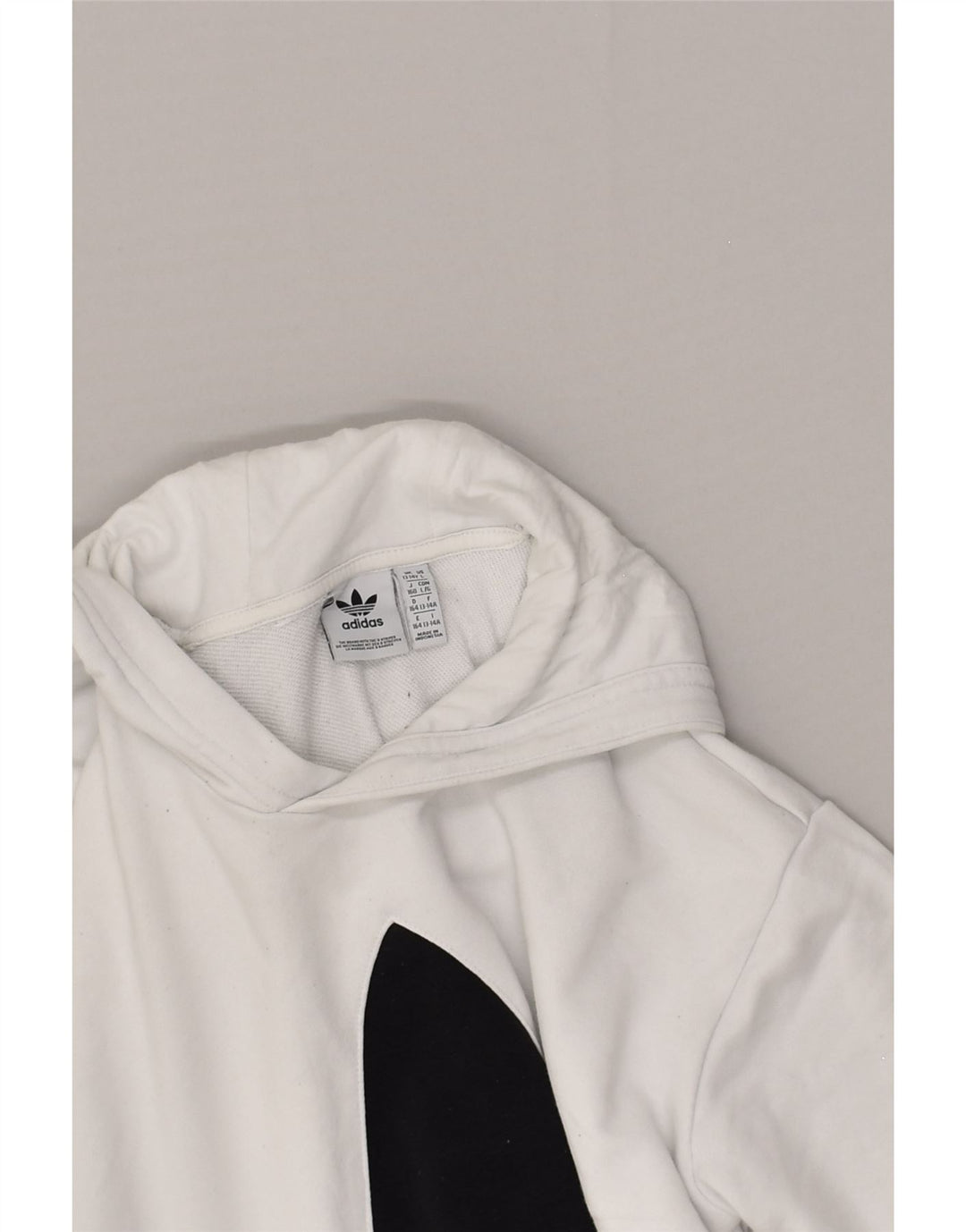 ADIDAS Boys Graphic Hoodie Jumper 13-14 Years White Cotton | Vintage Adidas | Thrift | Second-Hand Adidas | Used Clothing | Messina Hembry 