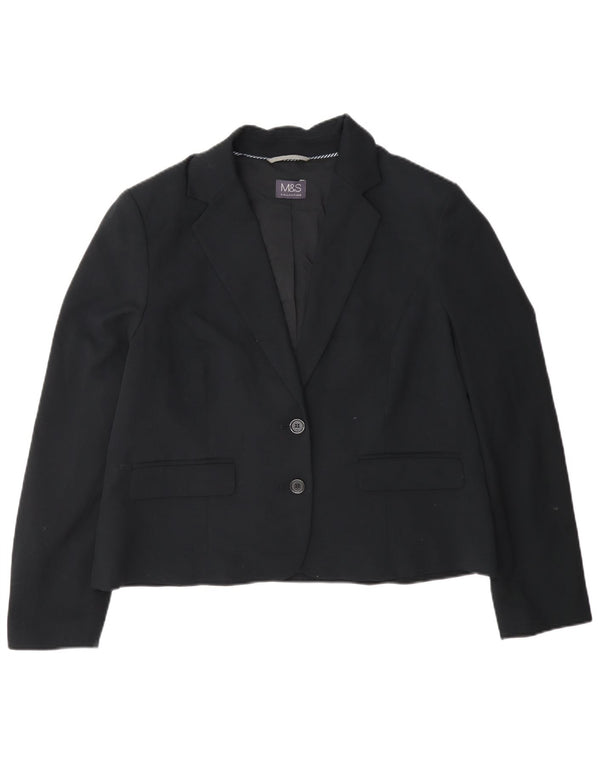 Marks & Spencer Veste blazer courte à 2 boutons pour femme UK 16 Large Noir
