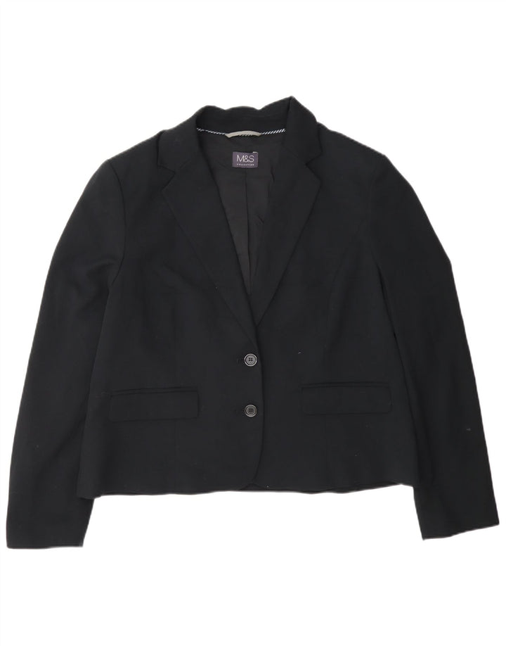 Marks & Spencer Veste blazer courte à 2 boutons pour femme UK 16 Large Noir