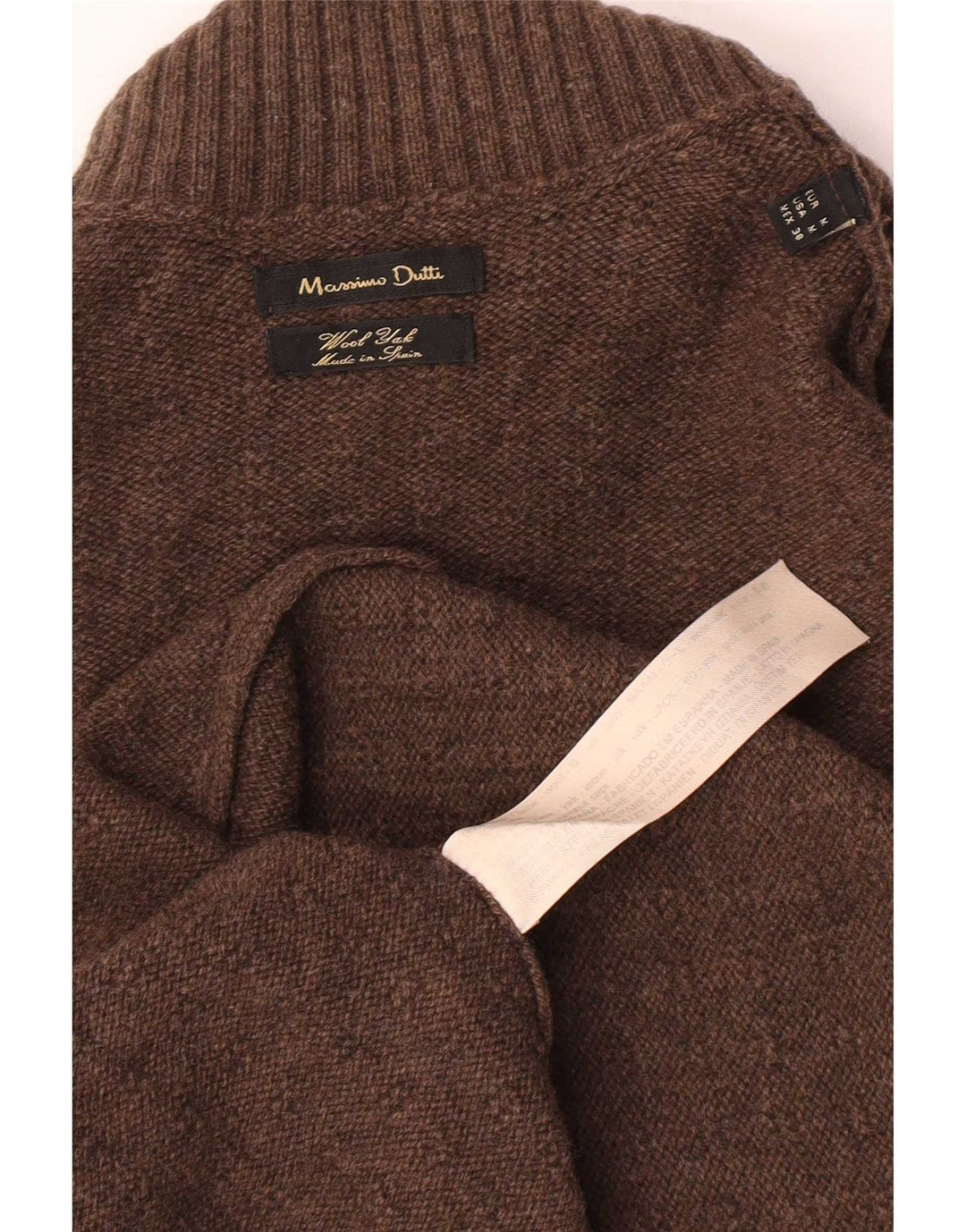 Massimo Dutti Pull col roulé pour femme UK 12 Laine marron moyen