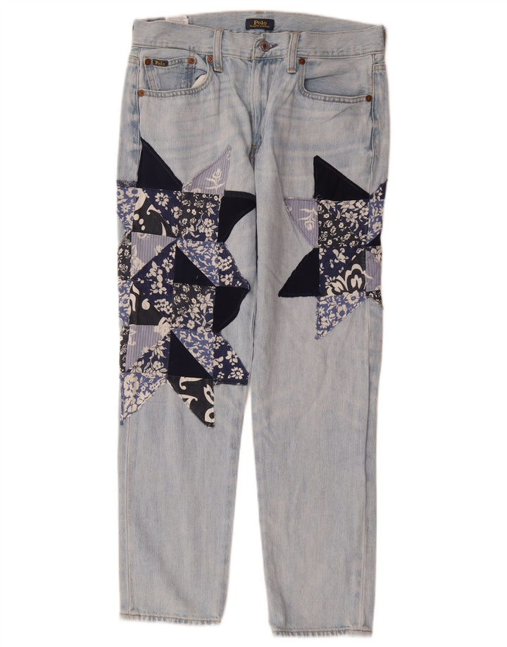 POLO RALPH LAUREN Jean droit femme W26 L26 bleu patchwork coton
