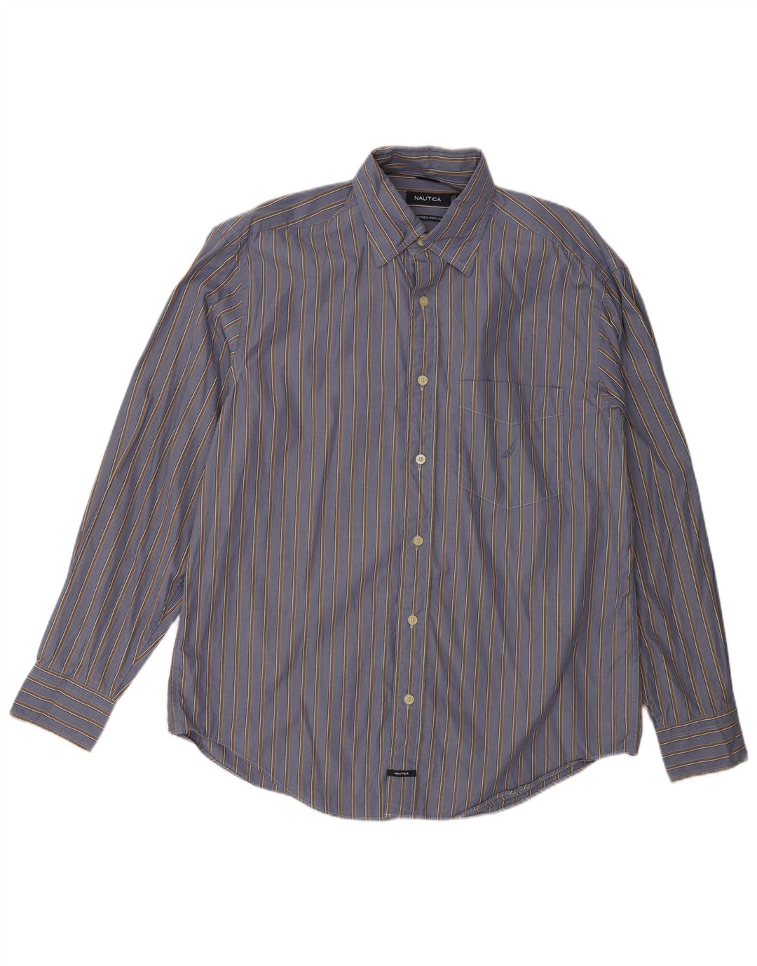Nautica Chemise Homme Bleu Moyen en Coton à Fines Rayures