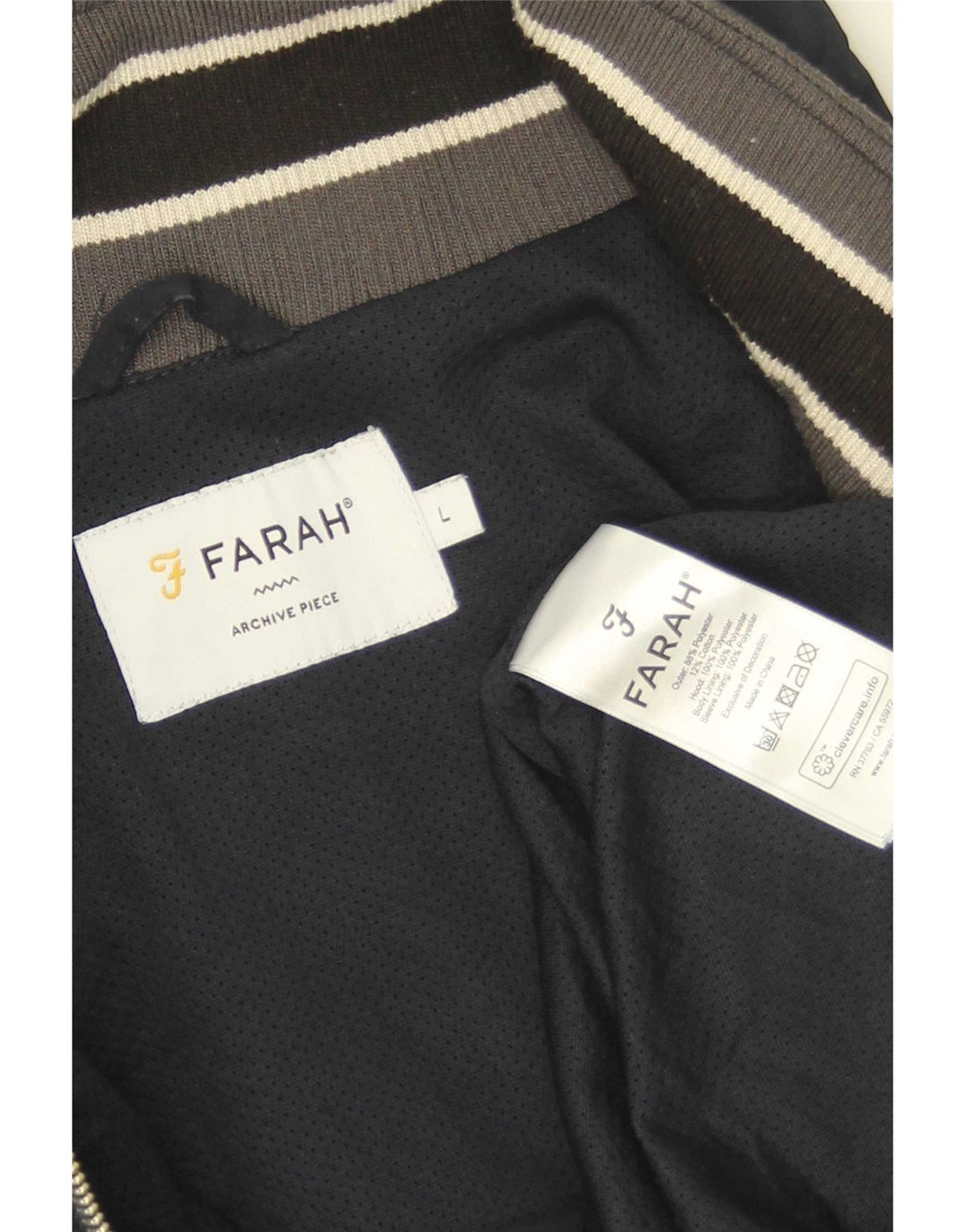 Farah Veste Anorak à capuche pour homme UK 40 Large Bleu marine Polyester