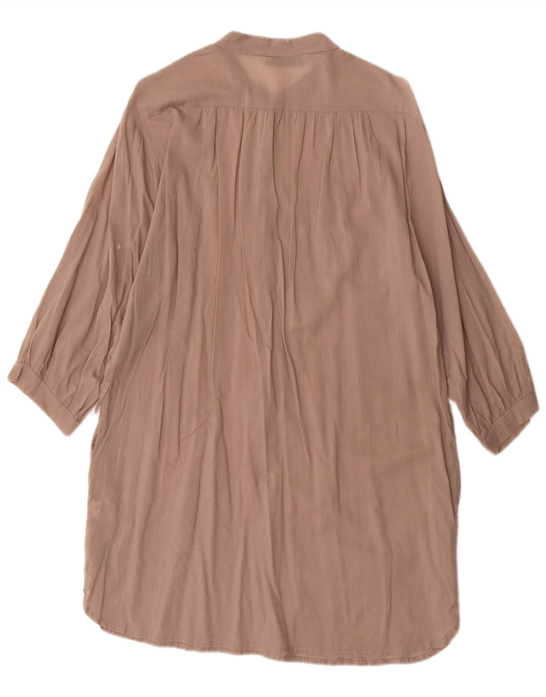 Zara Robe droite à manches 3/4 pour femme UK 14 en coton marron moyen