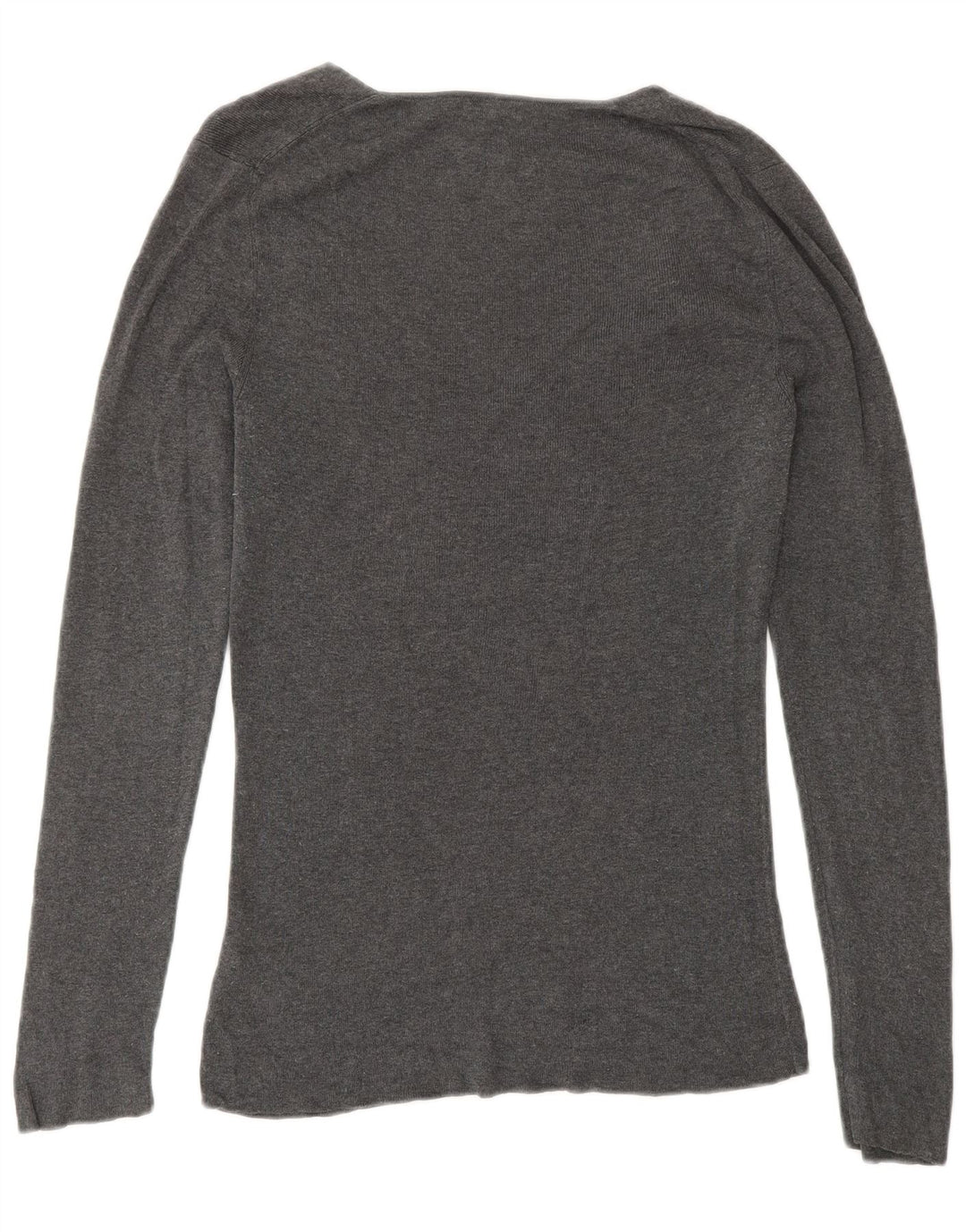 JIGSAW Pull col en V pour femme UK 12 Gris moyen Coton