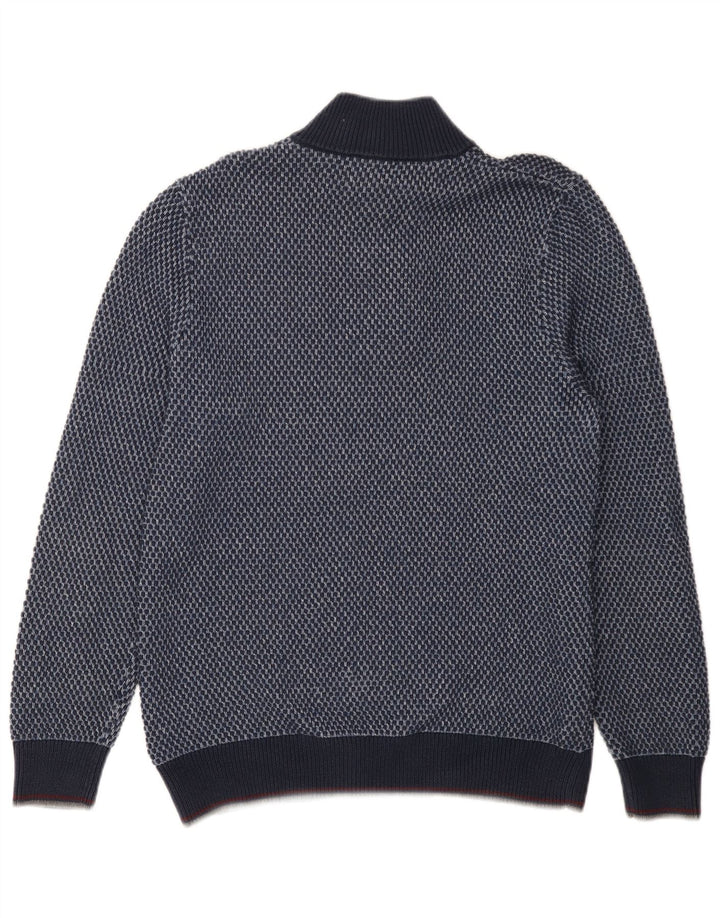 Blue Harbor Pull à col boutonné pour homme en coton à pois bleus