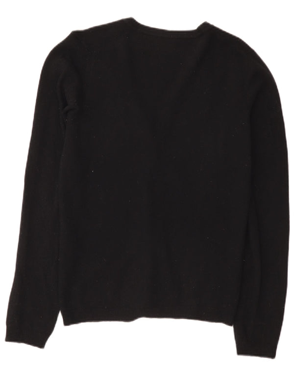 Benetton Pull Cardigan Femme UK 10 Petite Laine Noire