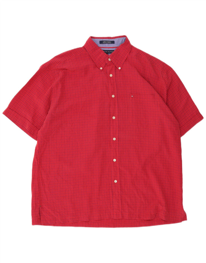 Tommy Hilfiger Chemise à manches courtes pour homme XL Rayonne vichy rouge