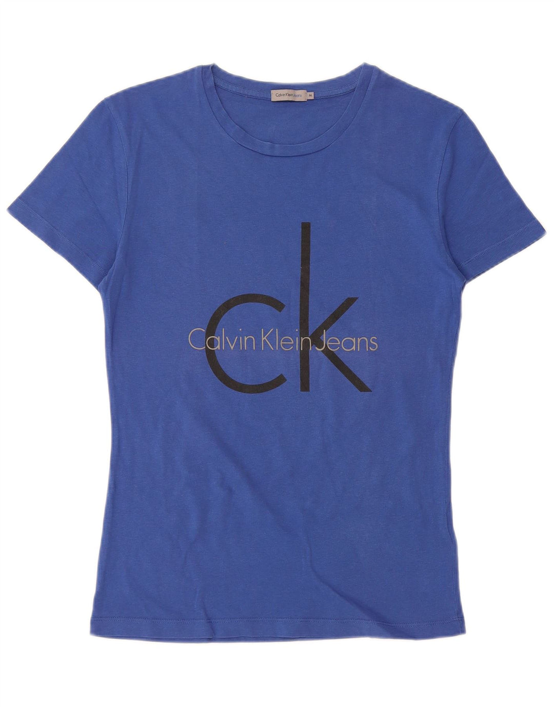 CALVIN KLEIN JEANS T-shirt graphique pour femme UK 12 Bleu moyen Coton