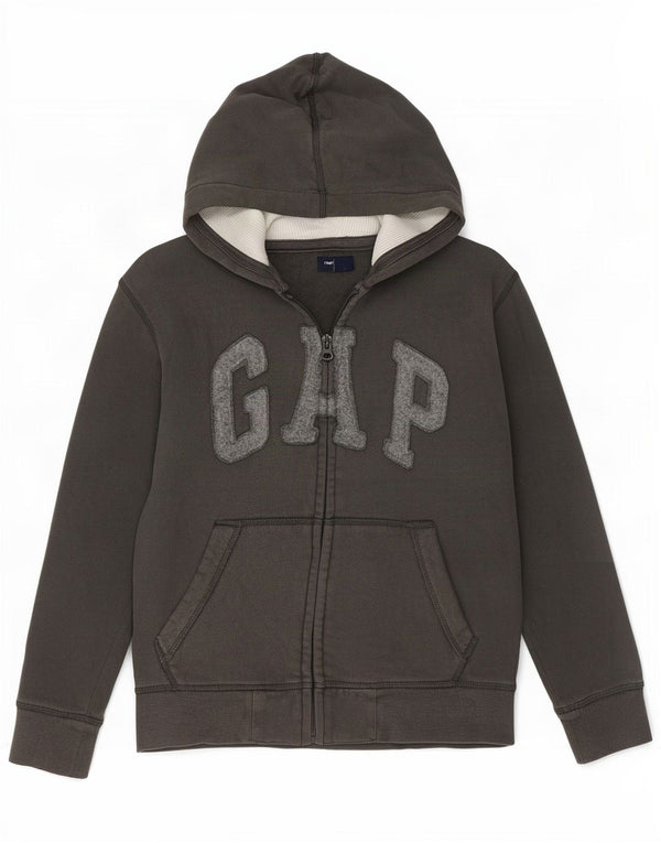Gap Pull à capuche zippé graphique pour garçon 8-9 ans Gris Coton