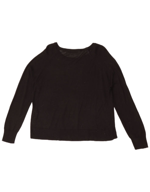 Zara Femme Pull Col Bateau UK 14 Medium Noir Viscose