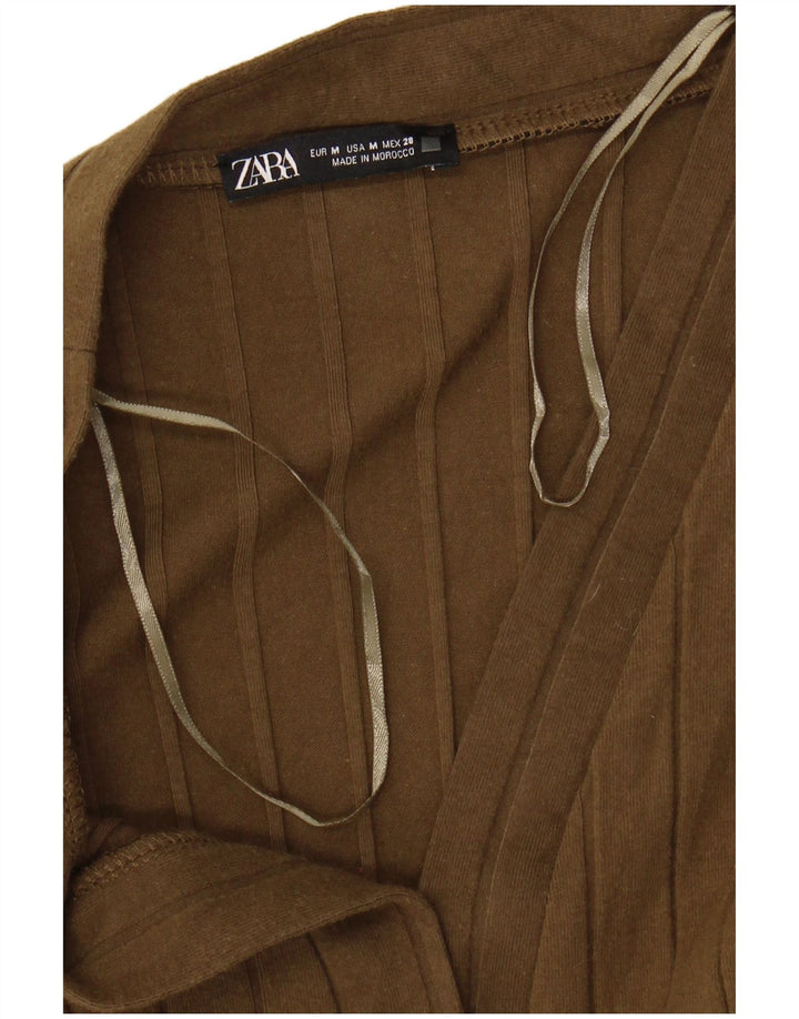 Zara Robe longue à manches longues pour femme UK 12 Kaki moyen