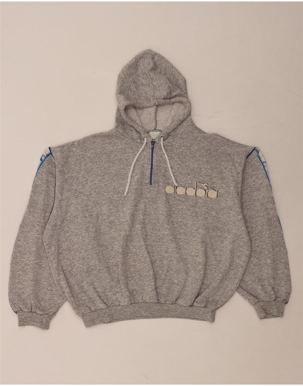 DIADORA Pull à capuche graphique surdimensionné pour femme UK 12 Gris moyen