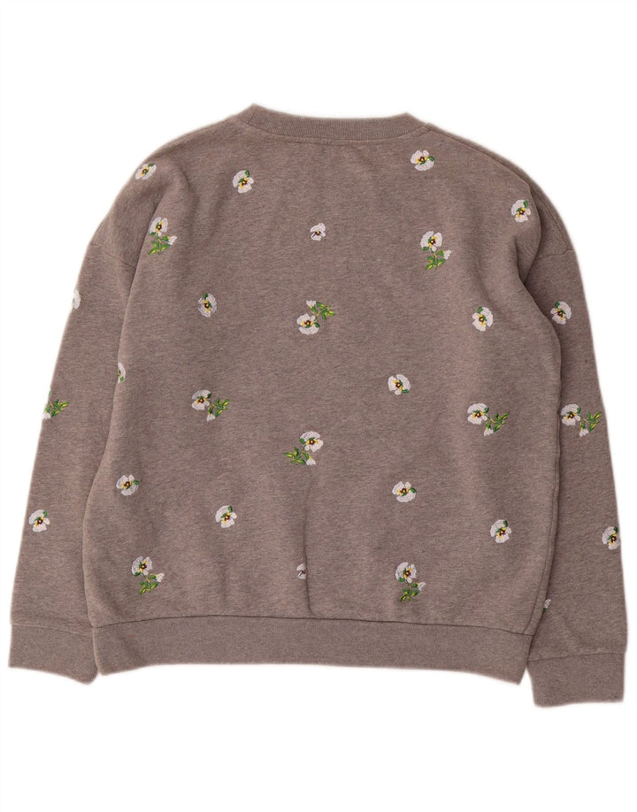 JACK WILLS Sweat-shirt surdimensionné pour femme UK 8 Petit gris floral