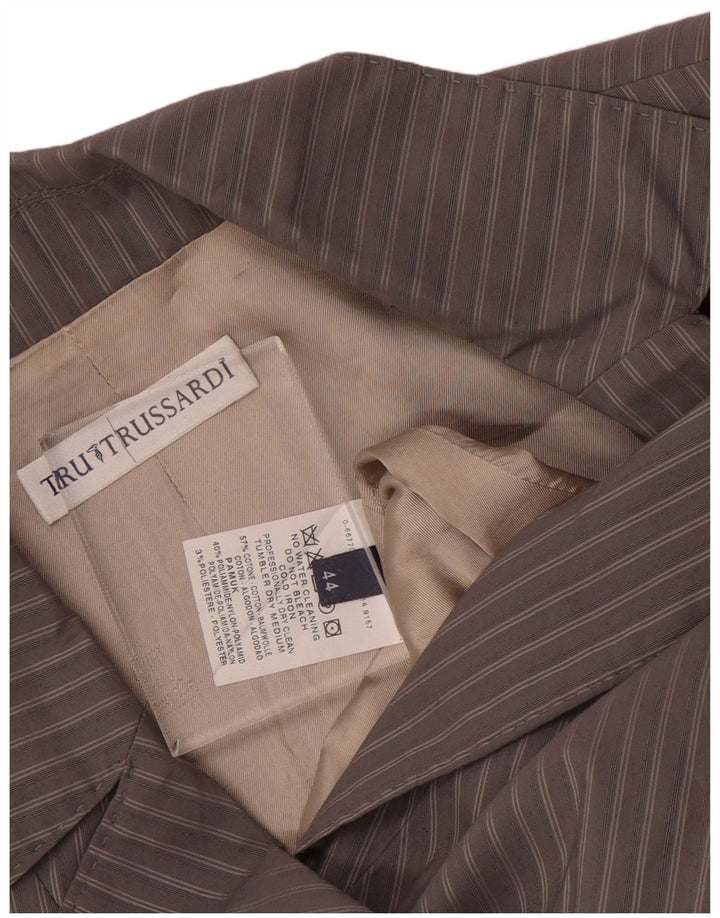 TRUSSARDI Veste Blazer 2 Boutons Femme IT 44 Gris Moyen en Coton à Fines Rayures