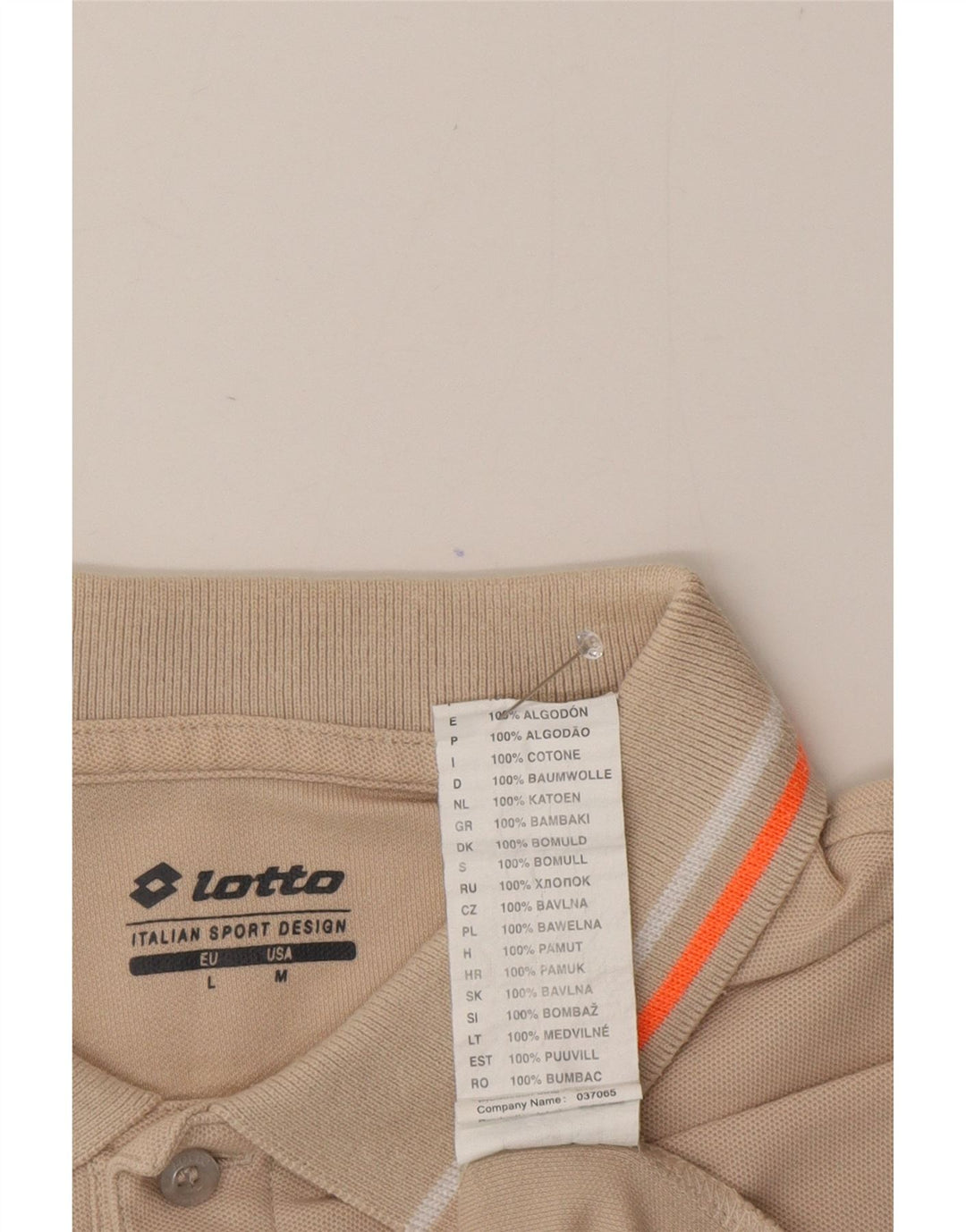 Lotto Polo Homme Large Beige Coton