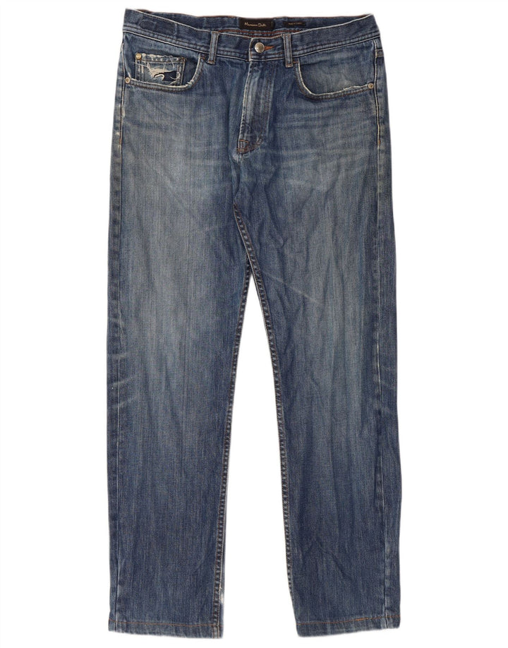 Massimo Dutti Jean droit vieilli pour homme EU 42 Large W32 L29 Bleu