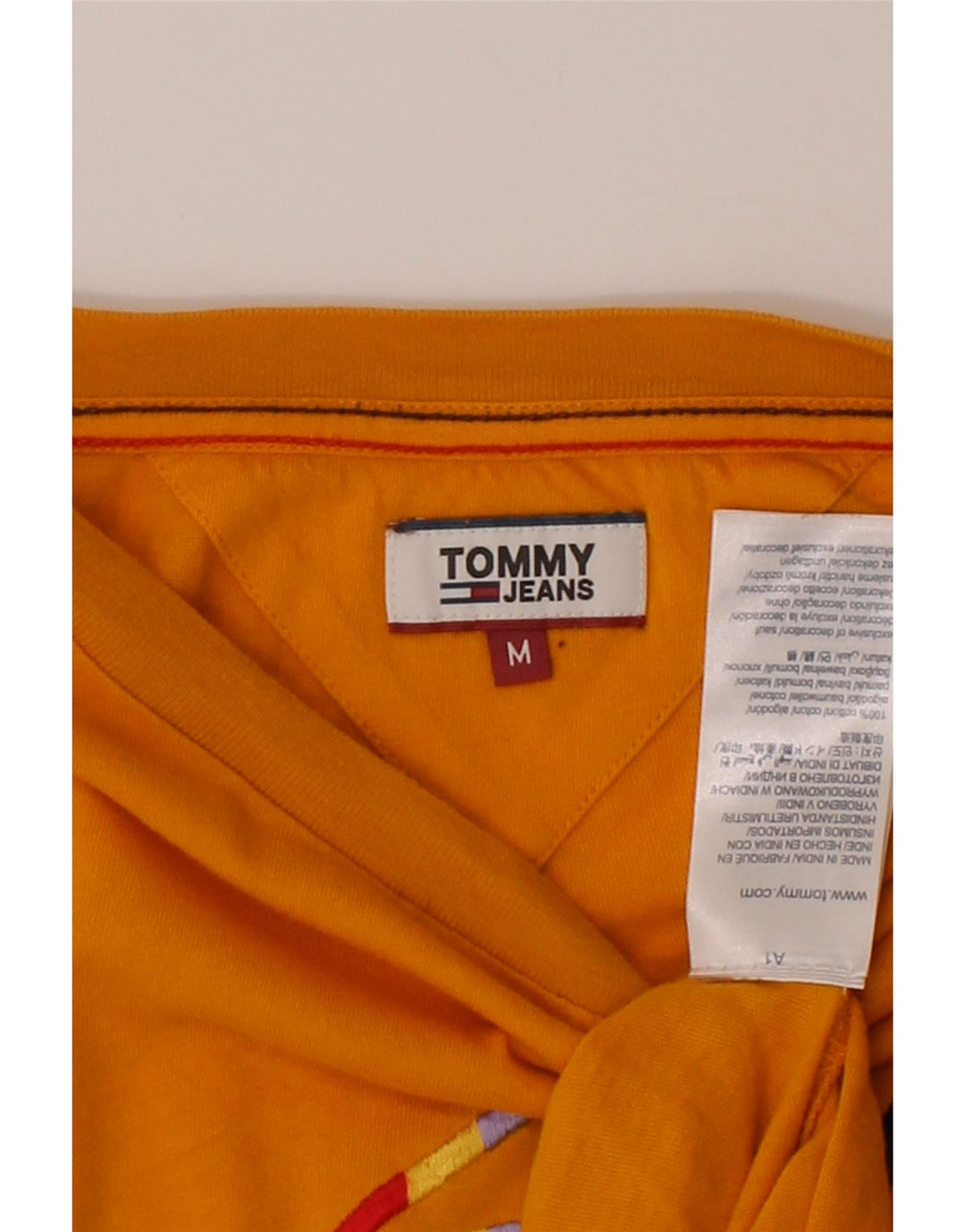 TOMMY HILFIGER Womens Oversized Graphic T-Shirt Top UK 14 Medium Orange Vintage Tommy Hilfiger and Second-Hand Tommy Hilfiger from Messina Hembry 