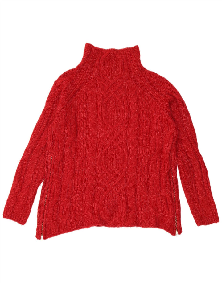 Zara Pull col roulé pour femme UK 10 Petit Acrylique Rouge