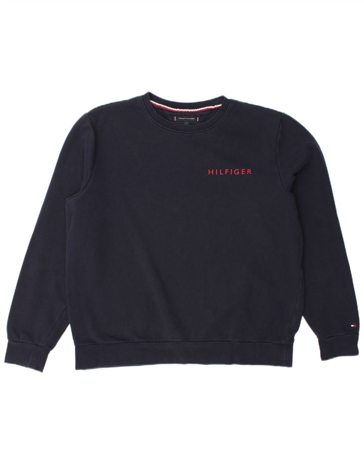 Tommy Hilfiger Sweat-shirt pour homme Bleu marine Taille L